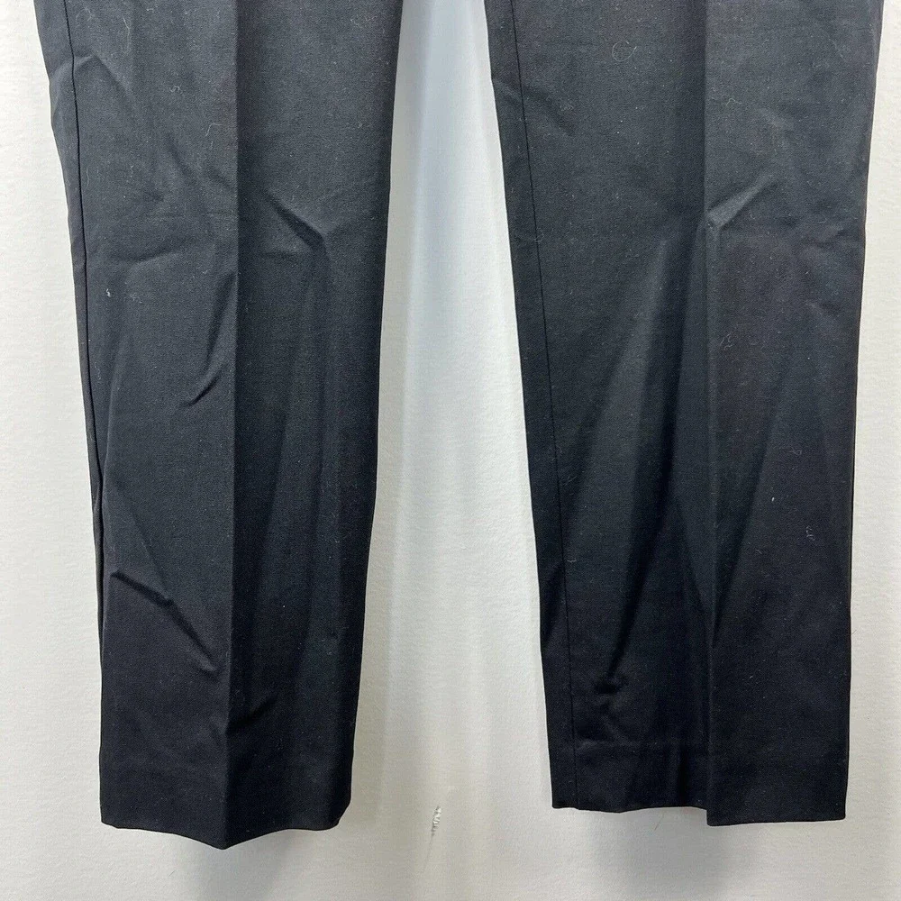 Talbots Black High Waist Straight Pants Size 12 Flat Front Chinos